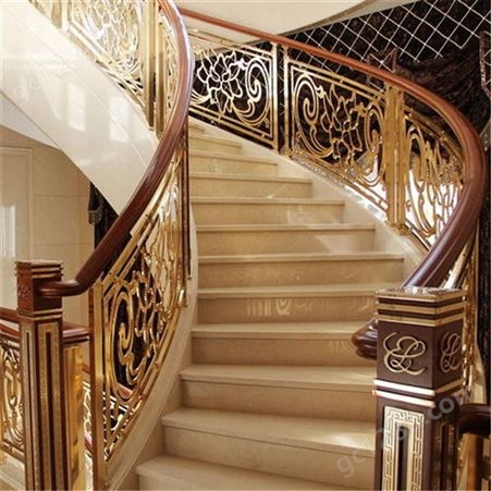 现代铜楼梯 扶手新颖构造 双面雕刻 来图定制 任意尺寸