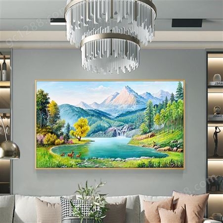 和佳纯手绘客厅油画办公室风景山水沙发背景墙欧式大气装饰挂画