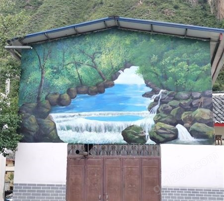 广州画室  山水画风景画 玄关装饰画  街道风景 3d立体墙绘设计