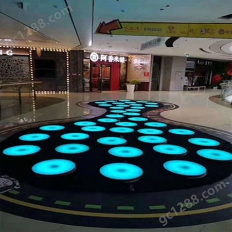 LED彩色跑地砖灯 天贝龙定制出售 50厘米直径公园互动地板灯
