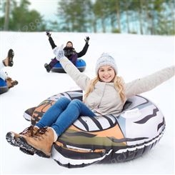 新品PVC充气老虎单拖拉圈雪胎单板圣诞雪人滑雪圈 儿童滑雪橇雪具