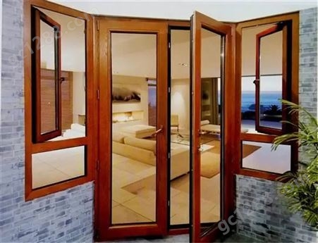 零售定制铝包木门窗阳光房 落地阳台铝木复合平开窗安装