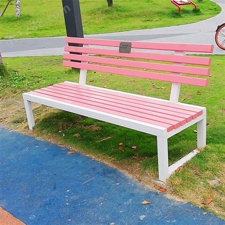 彩色户外公园椅实木休闲椅防腐长椅小区市政景观座椅定制生产