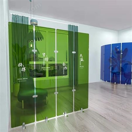 泰隆特克莱因蓝透亚克力屏风隔断客厅装饰可移动屏风