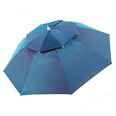 头戴伞雨伞帽双层大号折叠户外钓鱼伞渔具帽子头顶式遮阳黑胶伞帽