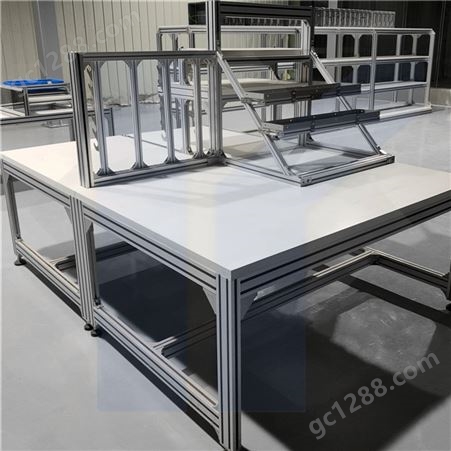 YH-GZT-9双边铝型材工作台 不锈钢车间检测台 组装培训工作桌 越海工业