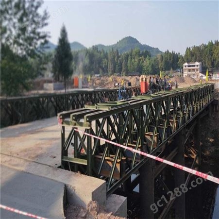 贝雷桥钢便桥施工 水上桥梁钢结构 贝雷式钢支撑桥梁装配